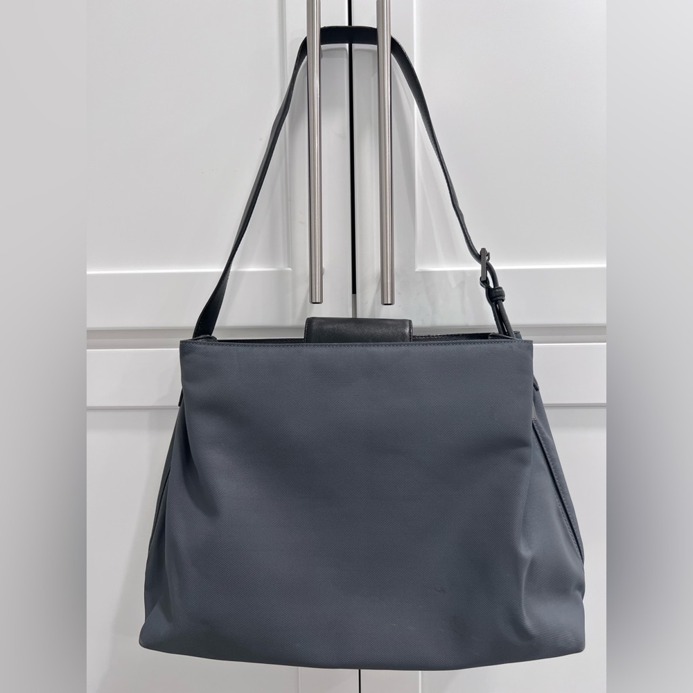 Coach Mercer Gray Nylon & Black Leather Trim Shoulder Bag Vintage